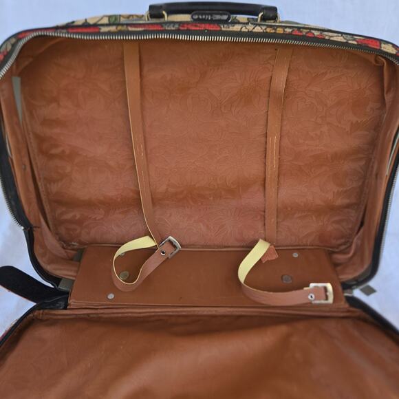 Vintage K-Mart Luggage Travel Bag Suitcase 17" x 11" x 4" Front Pocket Floral - Picture 6 of 11